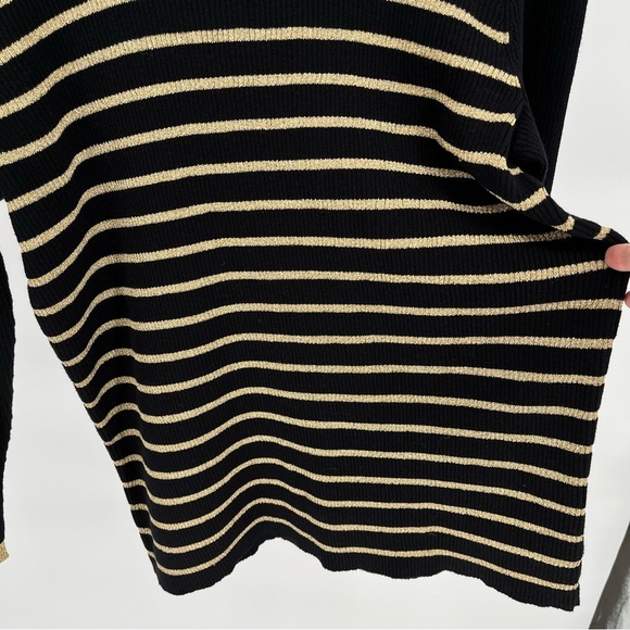 Lauren Ralph Lauren Womens Turtleneck Gold Metallic Striped Sweater Size XXL - Picture 5 of 11